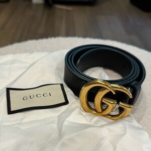 Gucci GG Marmont Black Leather Belt Size 90/36 (US 8)